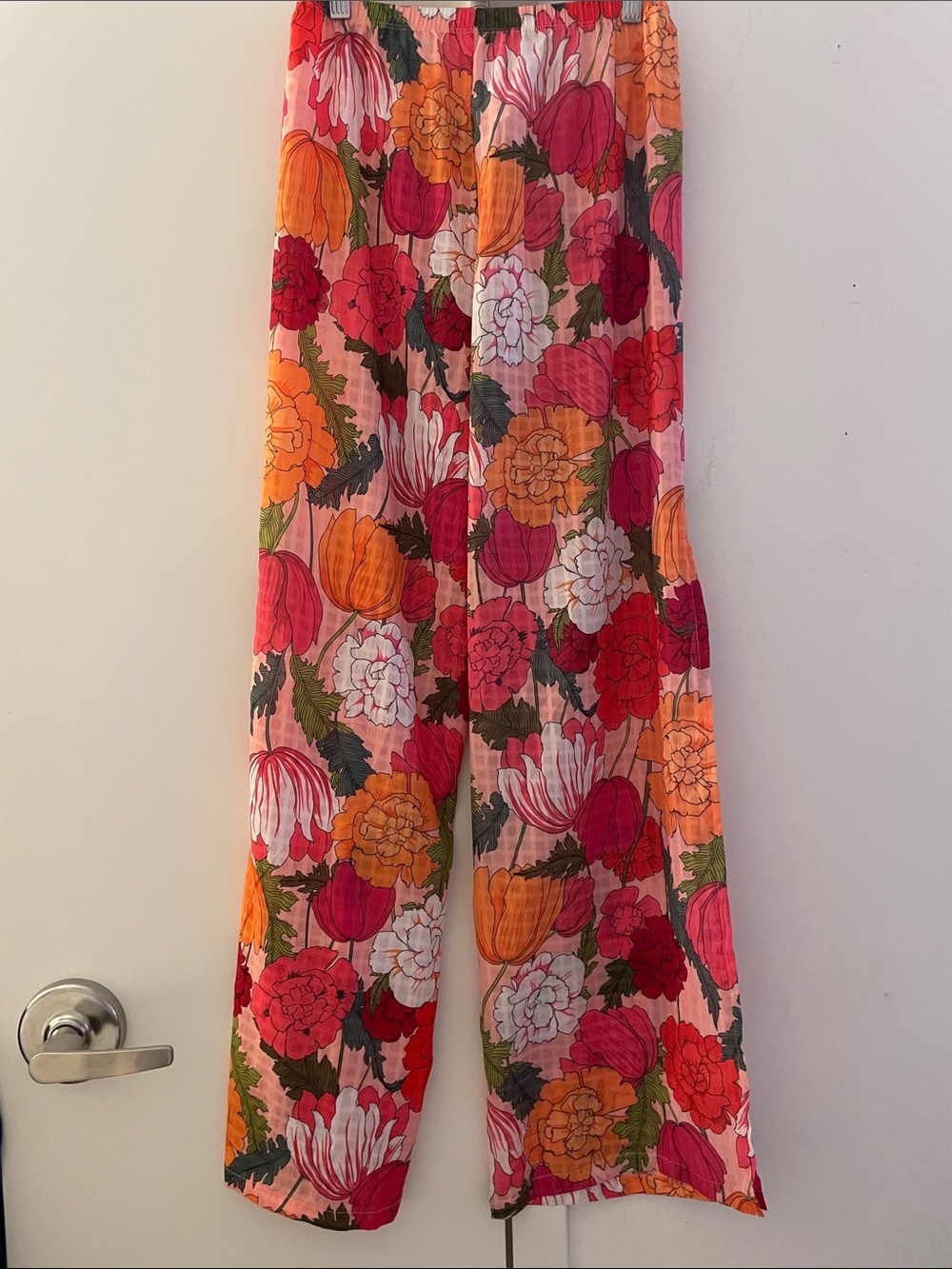 Trina Turk Pink Orange Floral Set Rash Guard and Semi Sheer Pants S/M - Picture 11 of 14